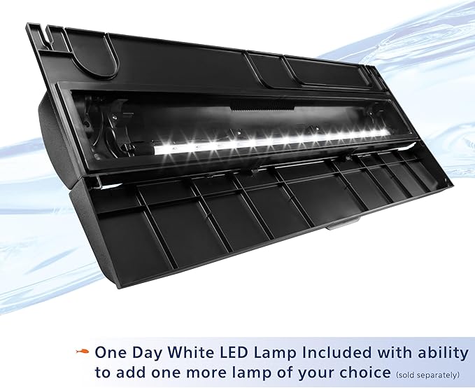 Aqueon LED Deluxe Fish Tank Aquarium Full Hood, Black, 30 Inch | 30-inch LED hood reduces evaporation and illuminates aquariums