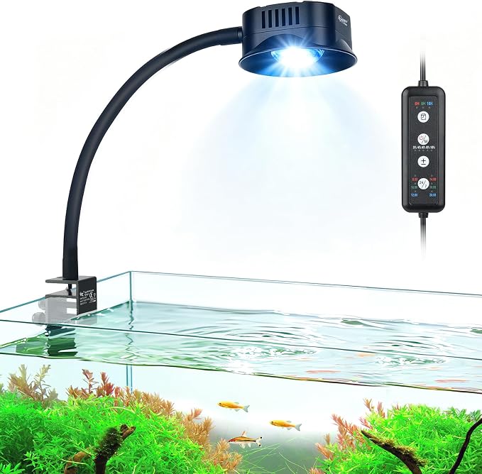 hygger Clip On LED Aquarium Light, 24/7 Cycle Fish Tank Light with Timer | 30W Full Spectrum Fish Tank Light for 2-10 Gal Freshwater Tank,Planted Tank Light Adjustable Color /Brightness, Auto On Off