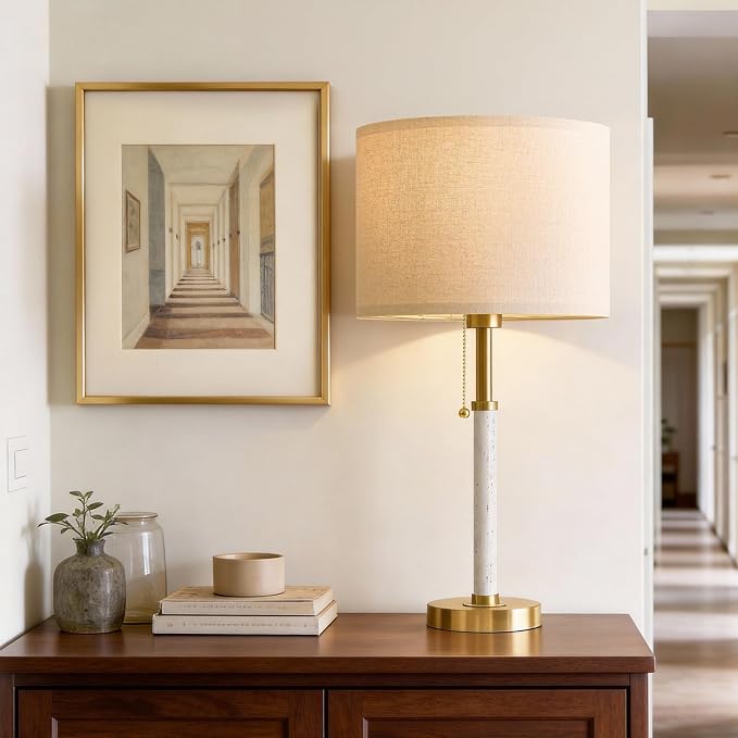 G-SAFAVA 22" Table Lamps Mid Century Modern Lamps for Bedroom Living Room Bedside Lamps for Night Stands Wood Nightstand Lamp Gold Small Side End Table Lamps Set of 2 Vintage Home Deco Office Gifts