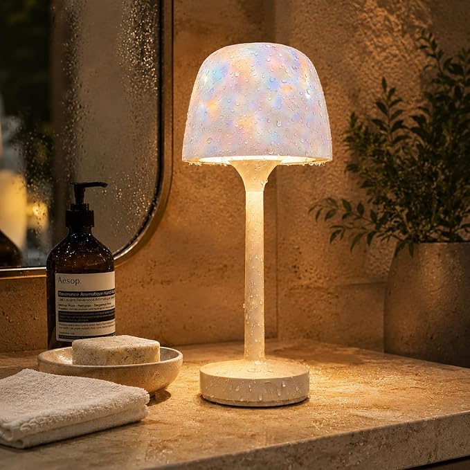 Waterproof Shower Lamp with 16 Color Ocean Wave Effect, Rechargeable LED with Remote & Touch Control, 3 White Modes, USB-C, Lamps & Shades, Lamp Sets for Bedroom, Bathroom, Living Room, Spa & Gifts