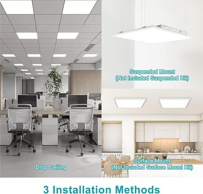 16-Pack 2x2 LED Flat Panel Light Drop Ceiling, 0-10V Dimmable, 3CCT Selectable (5000K 4000K 3000K) & 3 Wattage Switchable (40W 30W 20W), 100-277Vac, ETL & DLC