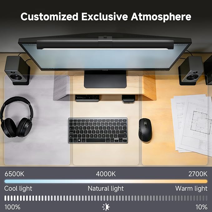 Computer Monitor Light Bar- LED Monitor Light Lamp with 4 Adjustable Brightness/Color Temperature- Eye-Caring USB Computer Lamp Dimmable Screen Light Bar for Work and Office