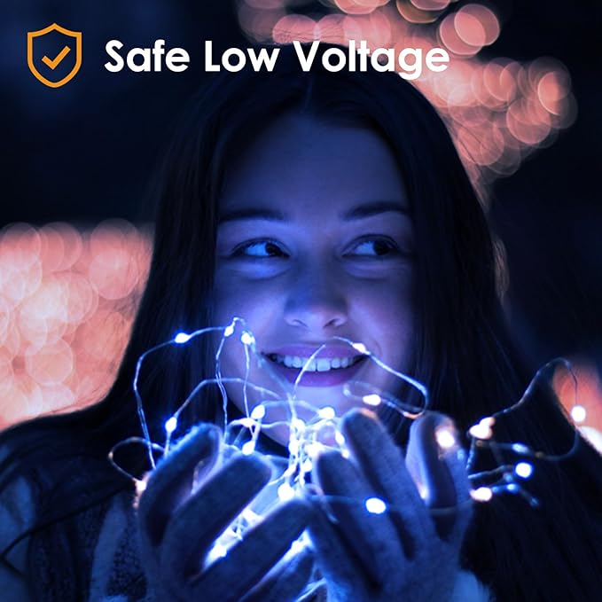 kolpop 5 Pack Fairy Lights Battery Operated with Timer, 50 LED Mini String Light Battery Powered, Blue Tiny Lights for Indoor Wedding Decorations