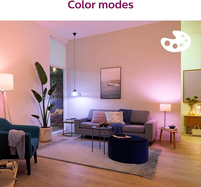Philips Smart 65-Watt BR40 Color Flood Light Bulb, 2-Pack | Frosted, Dimmable, 110° Beam Angle, E26 Medium Base, Wi-Fi Connected via WiZ App, Voice Control with Alexa & Google