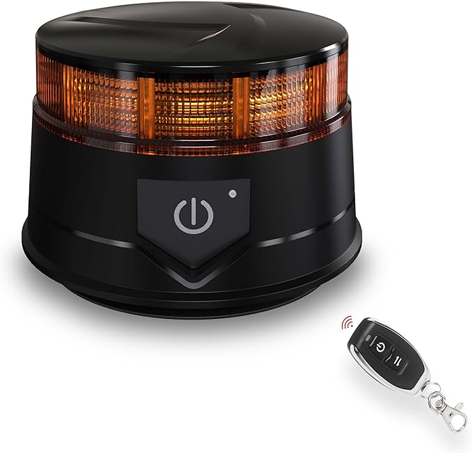 Agrieyes W16R w/Remote Amber Beacon Lights, Magnetic Base Strobe Lights | Rechargeable, Warning/Strobe Flashing, for Truck, Golf Cart, Car, Construction