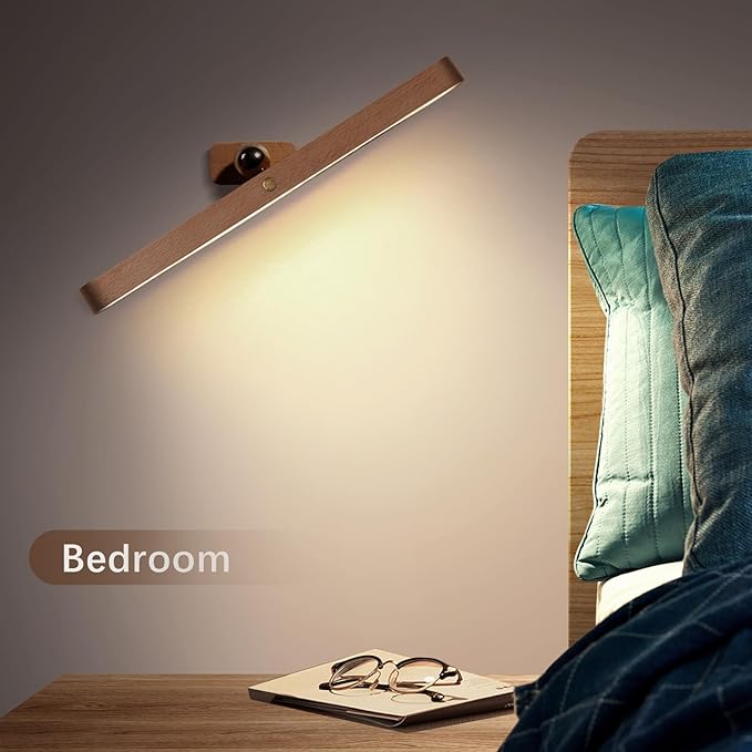 Led 360° Rotatable Magnetic Battery Operated Vanity Wall Lights USB Rechargeable Dimmable Led Night Light for Reading Lights, Makeup Light and Household Lighting (Brown 2PCS)