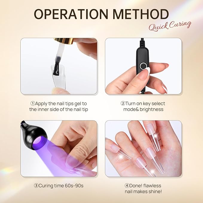 AORAEM 3W LED Nail Lamp with Clamp and Flexible Gooseneck for Gel Nails | Includes UV Protection Gloves for Gel Polish Curing, Salon and Home DIY