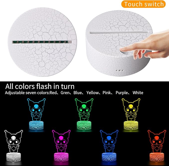 Cute Night Light,Cartoon Night Light,Anime Charater 7 Color Change Decor Lamps,Gifts for Christmas Birthday
