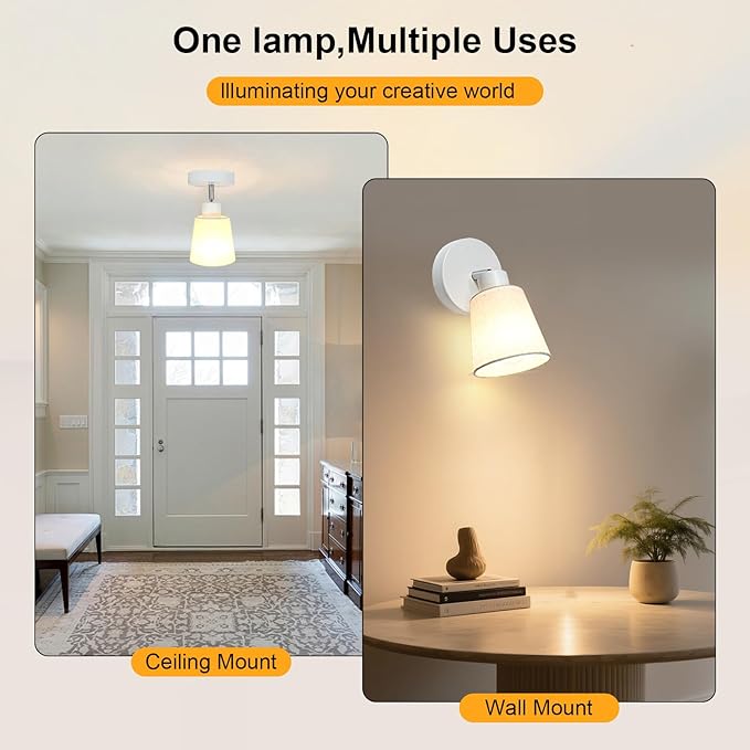 LTBLIGHT 1-Light LED Track Lighting, Modern Adjustable Ceiling Spotlight with Linen Shade, Bedroom Bedside Reading Light, Study Desk Lamp, E26 Base (Bulb Not Included)