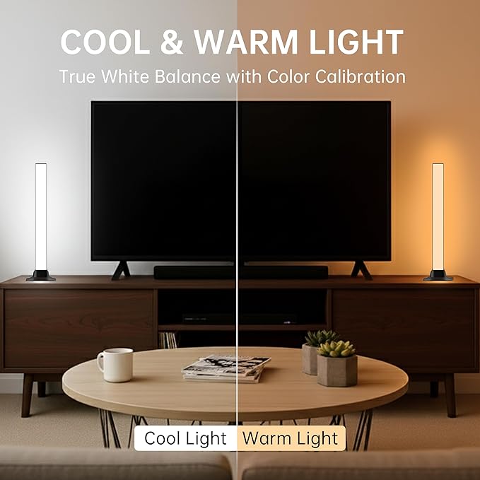 RGB+IC LED Light Bars – 12.6-inch TV Backlight for 55" and Smaller TVs & Monitors | Bluetooth-Enabled, 16 Million Colors, Music Sync for Gaming, PC, and Room Decoration