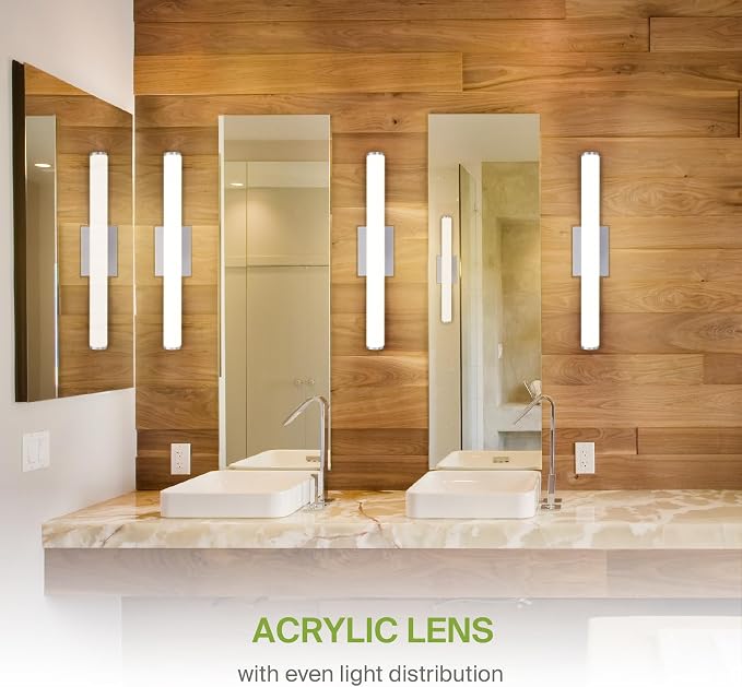 ASD 24" LED Linear Vanity Light Fixture, Modern Bathroom Sconce — 3 Color 3000K-5000K, Dimmable, 25W 1750LM, Energy Star & ETL Listed — Over Mirror Makeup Bar for Bedroom, Cabinets — Nickel, 4 Pack