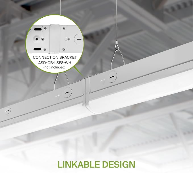 ASD 2ft LED Linear Strip Light Fixture with Q-Base | UL DLC Stairwell Certified Luminaire 15W-25W 120-277V Linkable LED Shop Light | 3000K-5000K Adjustable Commercial Ceiling Fixture, 9 Pack