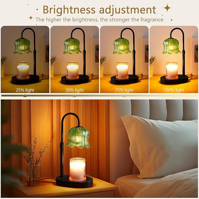 CRMILL Candle Warmer Lamp Electric Timer - House Gifts New Home Bedroom Decor Candle Lamps Green Candle Lights
