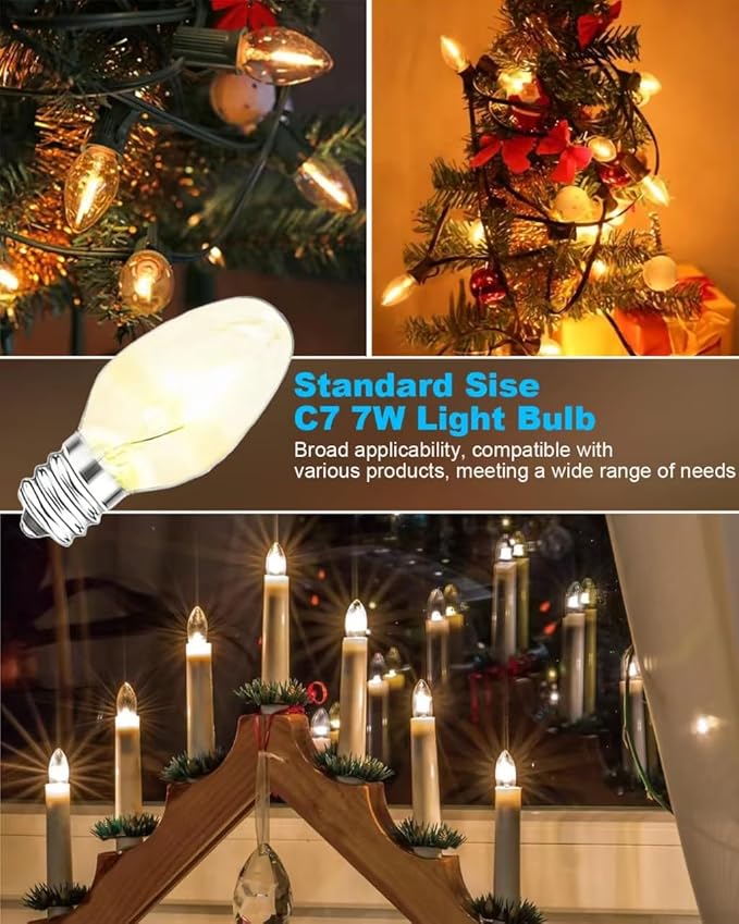 Night Light Bulb Warm White Replacement Bulbs - E12 Light Bulbs - 7Watt Incandescent Bulbs - 15 Packs, Warm White Glow - Dimmable (Night Light Bulbs 7 Watt)