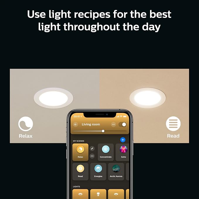 Philips Hue Smart Slim 6 Inch LED Downlight, 6-Pack | White and Color Ambiance, 1200 Lumens, Dimmable, Millions of Colors, Works with Alexa Google Assistant & Apple HomeKit