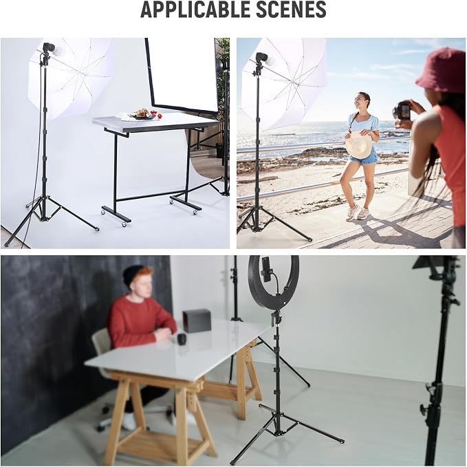 NEEWER 71" Portable Metal Camera Tripod Stand, Reverse Folding Light Tripod with LED Light Ring, Reflector, Flip Locks for Live Streaming, Vlog, Video Recording, ST180R
