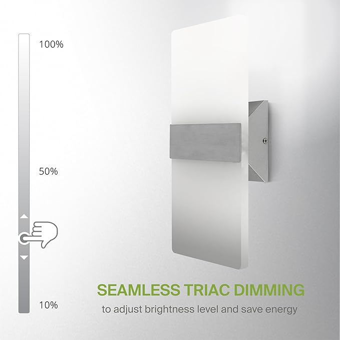 ASD 14 Inch Indoor LED Wall Sconce - 24W 2700K-5000K Dimmable Brushed Nickel Wall Sconce Lights for Living Room, Bedroom, Bathroom, Hallway - Modern Wall Sconces Hardwired, ETL Interior Light Set of 2