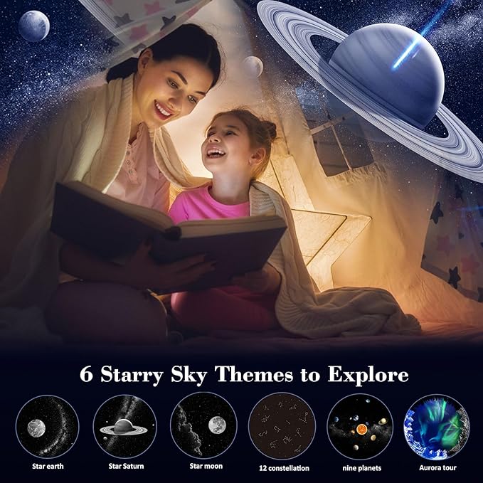 Ultimate Star Projector ¨C Galaxy Night Light & Planetarium | Real Starry Sky with Earth, Saturn, Moon, Constellations, Planets & Aurora | Room Decor for Kids & Adults