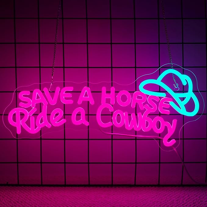 NOSUN Save A Horse Neon Sign Cowboy neon signs for Wall Decor Adjustable Brightness Led Sign LED Colorful Signs Light for Bedroom Home Bar Club Hotel Party Decor