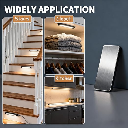 16pcs Under Cabinet Light Magnetic Strip, Adhesive Metal Plates for Magnets, Magnetic Strips with Adhesive Backing for Kitchen Stairs Closet and Bedroom (Not Magnets)