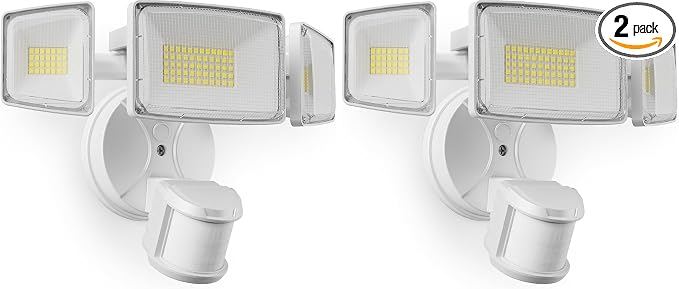 Onforu 100W LED Motion Sensor Outdoor Lights, Dusk to Dawn Flood Light Outdoor Motion Sensor, Hardwired Security Lights Floodlights Outside 11000LM 6500K Daylight IP65 Waterproof (White) (Pack of 2)