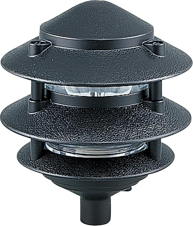 Generation Lighting Hardwired 120V Outdoor Pagoda Path Light, Black | Wet-Rated Aluminum Fixture with Clear Glass, Landscape Path Lights, Garden Lights, or Outdoor Lighting for Driveway Decor