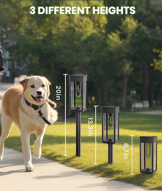 BITPOTT Solar Lights Outdoor, Bright Solar Pathway Lights Waterproof IP65, 4 Pack Auto On/Off Solar Path Lights for Yard, Landscape, Lawn, Patio, Walkway, Driveway, Garden Decoration