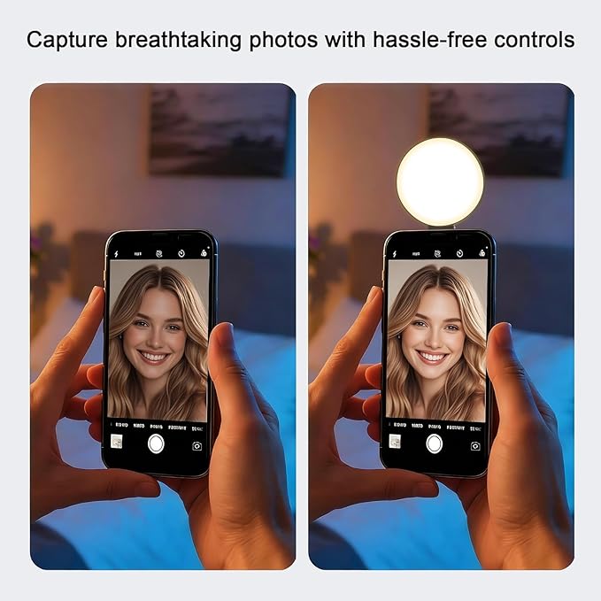 UEGOGO Magnetic Selfie Light with Mirror for iPhone, MagSafe Compatible LED Fill Light, CRI≥95, Foldable LED Phone Ring Light for Makeup, Photography, Video Calls & Vlogging