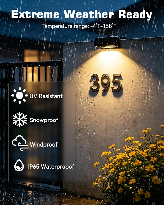 Solar Fence Lights Outdoor 4 Pack, 60 Lumen Deck Light Solar Powered with Remote, 9 RGB Colors IP65 Waterproof, 5 LED Color Changing Solar Lights for Outside, Patio, Step, Stairs, Railing, Yard, Wall