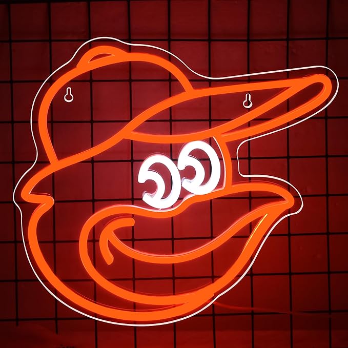 Baseball Neon Sign for Wall Decor Oriol Baseball Neon Light Baseball Sport Led Neon Sign for Man Cave,Boys'Room,Club,Pub,Birthday Christmas Signs for Sports Fans,Man,Boys,Size 13.9 * 13.2inch(FMXD184)