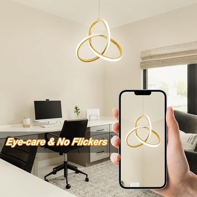 MAYNA Spiral Kitchen Island Pendant Lights, 4000K Modern Led Chandelier Light Fixture, 18W Adjustable Hanging Light Fixtures for Kitchen Island Dinning Room, 3 Pack (Gold)