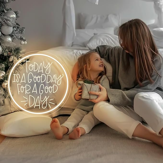 Neon Signs Today Is A Good Day for A Good Day LED Dimmable Neon Light Sign Neon Wall Decor Signs for Bachelorette Party Engagement Party First Birthday Favors Wedding Anniversary for Party Home Wall Wedding Decoration Art Gift