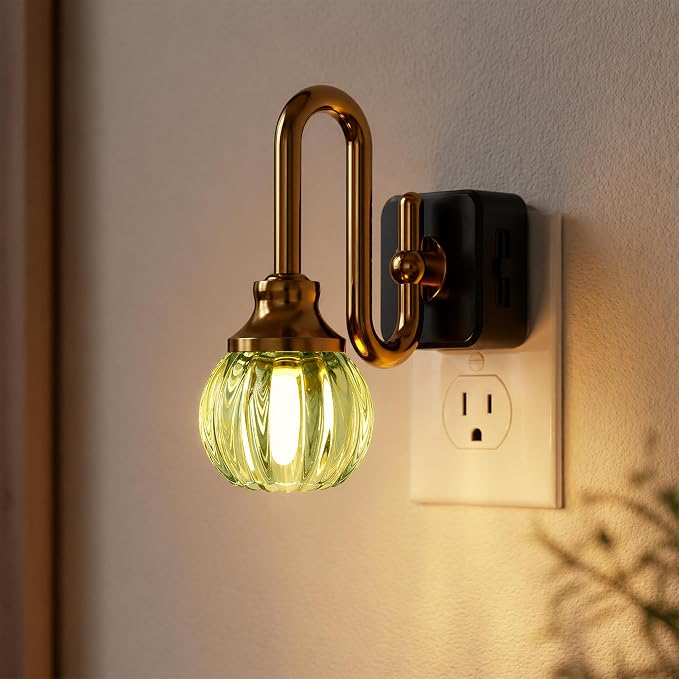 JandCase Night Light, Night Lights Plug into Wall Green Tulip | LED Nightlight, 0-100LM Dimmable Nightlights, Dusk to Dawn Sensor, 1W Vintage Nite Light for Bathroom Hallway Decor, 1 Pack