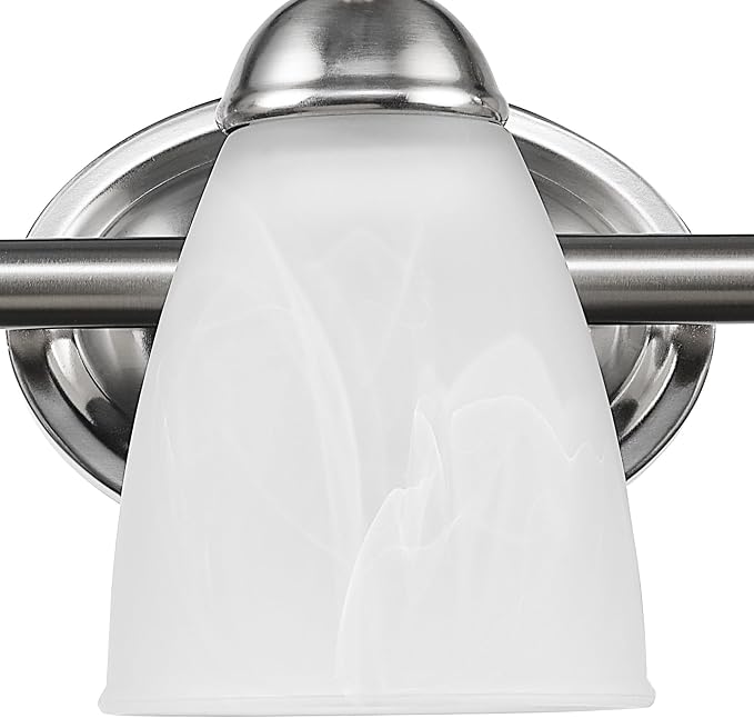 Globe Electric 50783 23" 3-Light Vanity Light, Satin Nickel, Alabaster Glass Shades, Beauty Room Accessories, Bathroom Lights Over Mirror, Makeup Mirror Lights, Wall Light