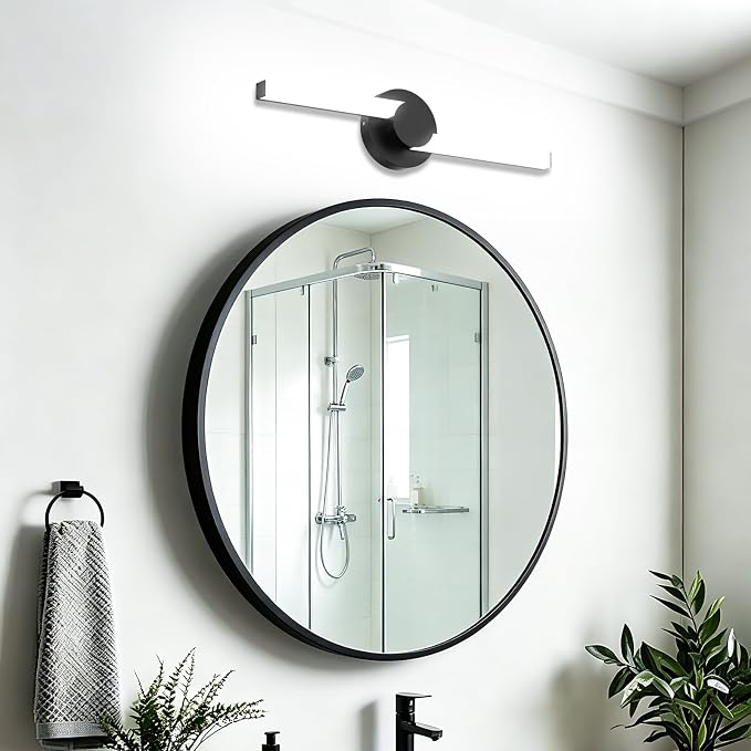 Bathroom Lighting Fixtures Over Mirror 20 Inch 360° Rotatable LED Bathroom Vanity Light, Modern Black 5700K 2100LM 24W IP44 Waterproof, Dimmable Vanity Light Bar, ETL Listed(1 Pack)