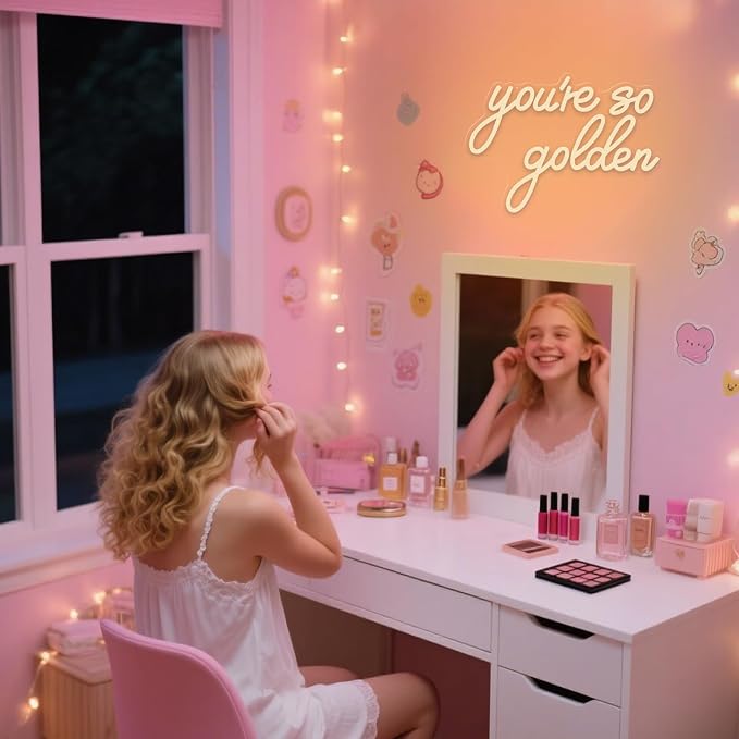 You're So Golden Neon Sign Dimmable LED Neon Light for Bedroom Wall Decor | USB Powered Warm White Neon Sign for Teen Girl Dorm, Vanity, Apartment, Wedding & Birthday Party Decor Gift for Women
