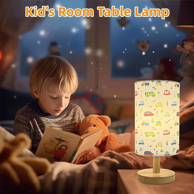 Kids Table Lamp for Bedroom Boys LED Desk Lamps for Kids Room Car Lamp | 3 Color Modes Cute Nightstand Night Light with Cartoon Design Bedside Lamp for Living Room Nursery Decor Car Gift for Boys