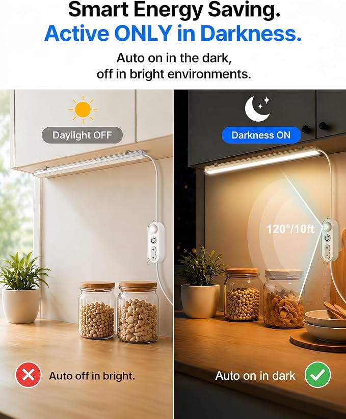 Motion Sensor Under Cabinet Lighting 2700K 3-Pack | Dimmable 12 inches Linkable Warm White 2700K
