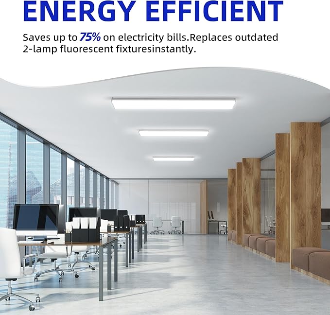 hykolity 4FT 5.7" W LED Wraparound Light with 40W 4400LM 4000K, Hardwired | 4 Foot LED Wrap Light Fixture,2-Lamp 32W Fluorescent Equiv. Flush Mount Office Ceiling Light for Garage Office Kitchen,ETL,4P