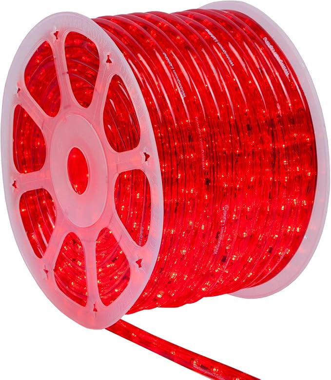 Wintergreen Lighting 150ft 1800 LED Commercial Grade Red Rope Light Kit, Heavy Duty Indoor-Outdoor, 120V, ½ Inch, 2-Wire