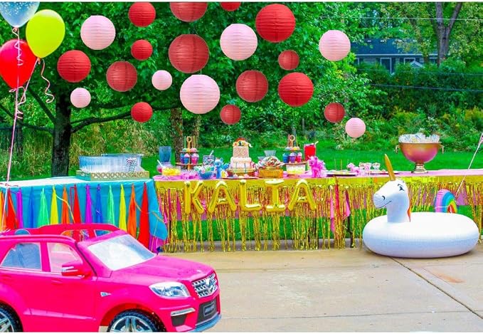 BEISHIDA Red Pink Paper Lanterns 10Pcs 4/6/8/10/12 Inch Round Chinese Lamp | Paper lanterns party decorations,Chinese/Japanese Paper Lanterns,Birthday,Wedding,Christmas,Bridal Home decorative outdoor