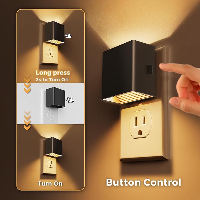 L LOHAS LED Night Light,Night Lights Plug into Wall,[2-Pack] | Dimmable Night Light with Light Sensor,RGB Color Changing,Nightlight for Bathroom Hallway Kitchen