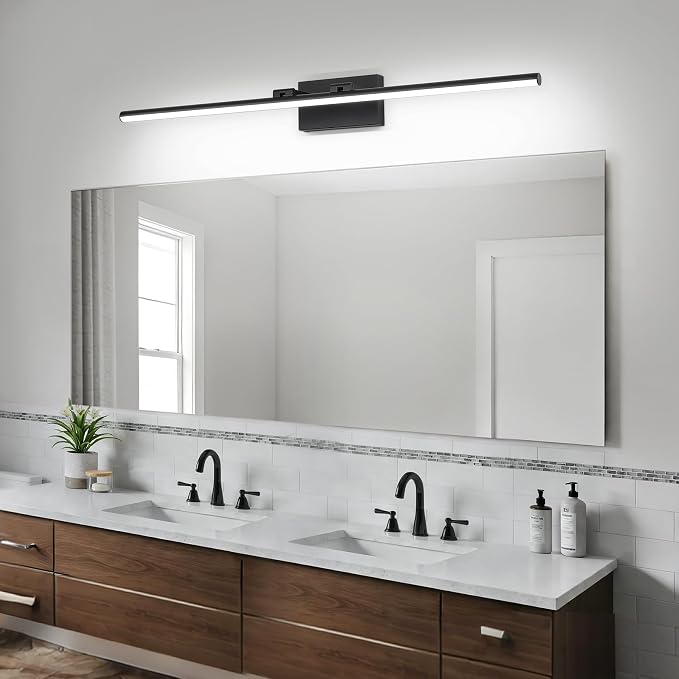 LED Bathroom Vanity Light, Modern Bathroom Light Fixture Over Mirror (Cool White 6000K), Vanity Light Bar with Angle Adjustable, 40 Inch, Black
