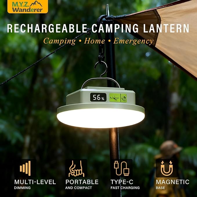 Tent Lights & Canopy Lights, Camping Lantern/Lamp, Rechargeable LED Camping Light, 4500LM 4 Modes Dimmable, 7200mAh Magnet Flashlight for Emergency & Power Outages, Battery Powered Outdoor Lights