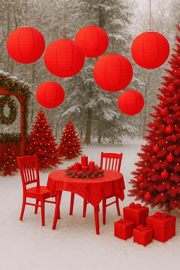 Matissa 12"(30CM) Pack of 6 Paper Lantern Wedding Party Decoration Craft Lamp Shade (Red)