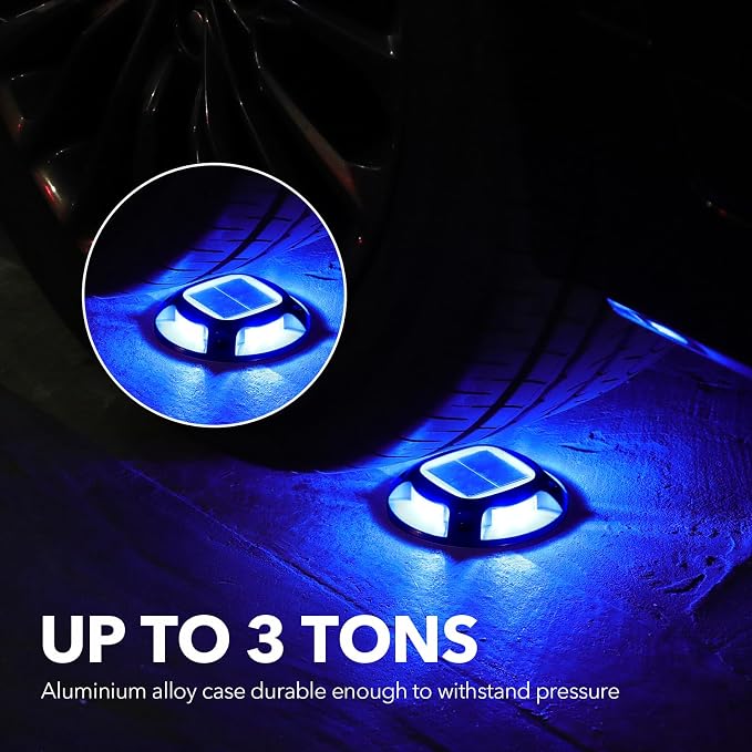 AGPTEK Solar Driveway Light Outdoor 1 Pack, 2 Color Modes LED Deck Dock | Marine Waterproof Driveway Marker Lights for Step Sidewalk Stair Garden Pathway Walkway Yard (Blue Light/Cool White, Black)