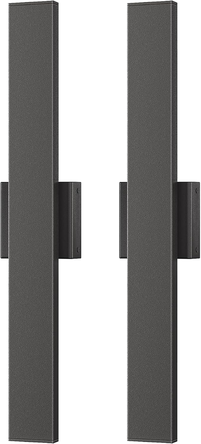 EDISHINE 23.6" Modern Outdoor Wall Lights, 3CCT & 10%-100% Dimmable, IP65 Waterproof, LED Exterior Lighting Fixtures, Linear Outdoor Wall Sconce for Porch, Patio, 2 Pack, Black