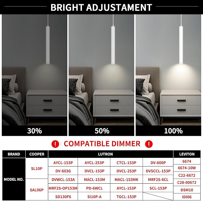 Modern Pendant Lights 4000K White LED Dimmable Pendant Light Fixtures Pendant Lighting for Kitchen Island,Bar,Bedroom, 15.7inch, 10W, ETL, 3Pack