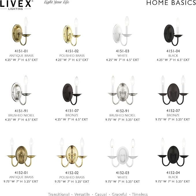 Livex Lighting 4151-03 Williamsburg 1-Light Wall Sconce, White