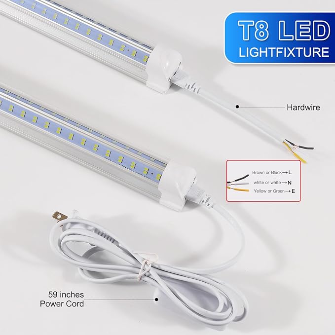 3FT Led Shop Light,3FT Lights 36W 6500K 5000LM Daylight,Led Shop Lights 110V Linkable Clear Cover Integrated V-Shape for Shop Garage Warehouse Workshop Commercial Bay Lighting(4-Pack)